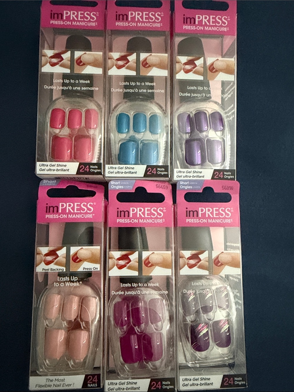 imPRESS Press-On Manicure Kit — Pink, Blue, Purple, Magenta, Plum, Nude